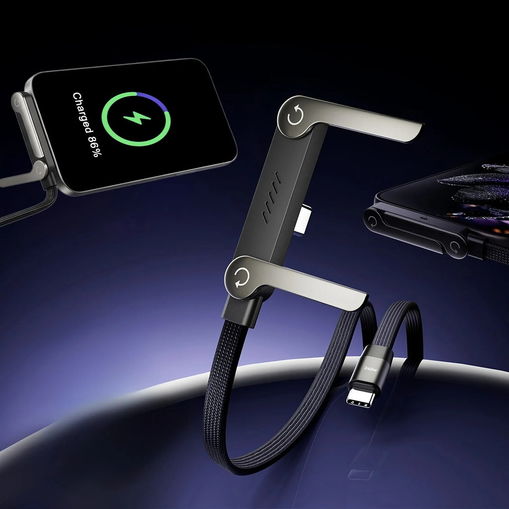 Folding Phone Holder with Fast Charging Cable