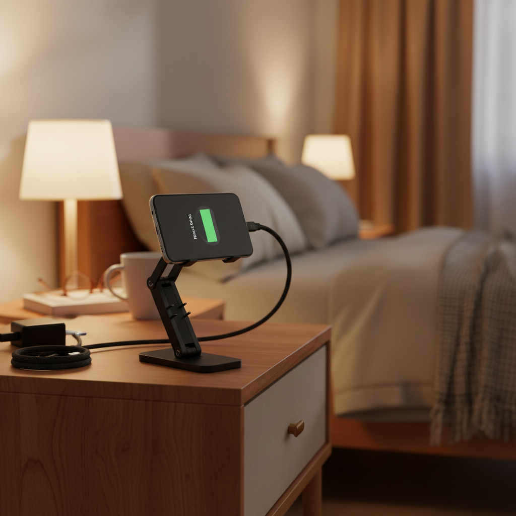 Folding Phone Holder with Fast Charging Cable
