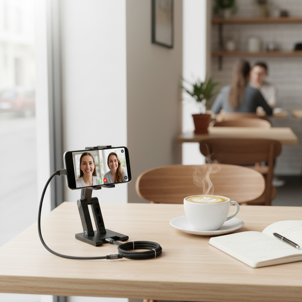 Folding Phone Holder with Fast Charging Cable
